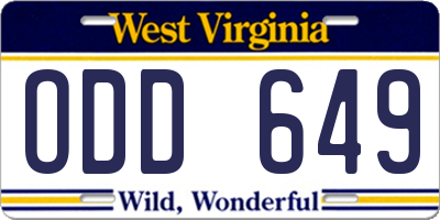 WV license plate ODD649