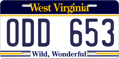 WV license plate ODD653