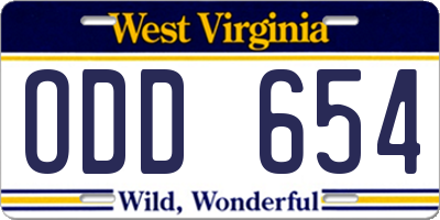 WV license plate ODD654