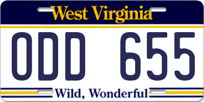 WV license plate ODD655