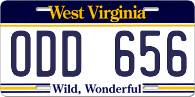 WV license plate ODD656