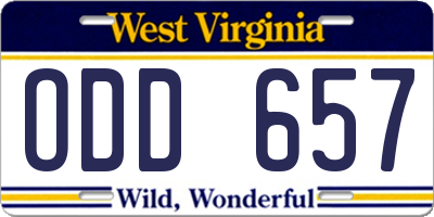 WV license plate ODD657