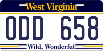 WV license plate ODD658