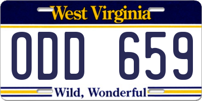 WV license plate ODD659