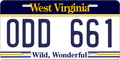 WV license plate ODD661