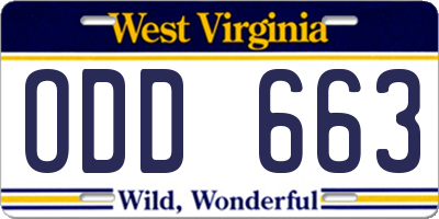 WV license plate ODD663