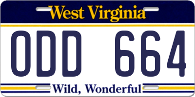 WV license plate ODD664