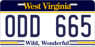 WV license plate ODD665
