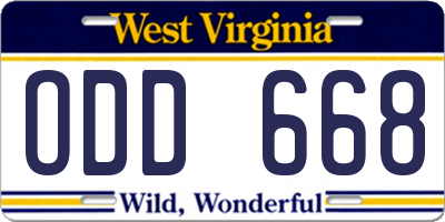 WV license plate ODD668