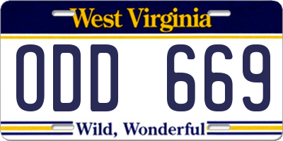 WV license plate ODD669