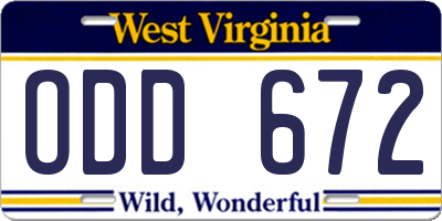 WV license plate ODD672