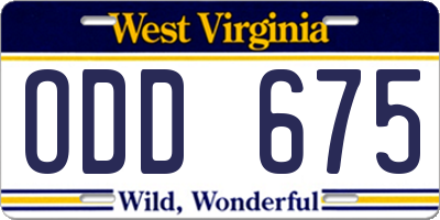 WV license plate ODD675