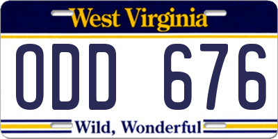 WV license plate ODD676