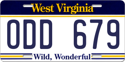 WV license plate ODD679
