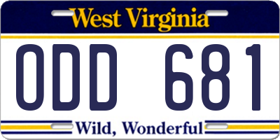 WV license plate ODD681