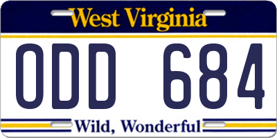 WV license plate ODD684