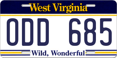 WV license plate ODD685