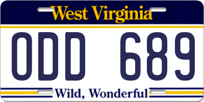 WV license plate ODD689
