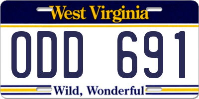 WV license plate ODD691