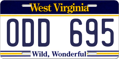 WV license plate ODD695