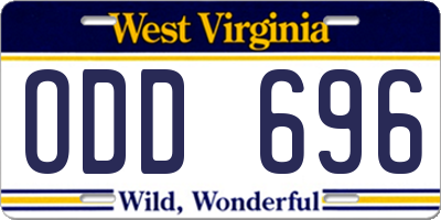 WV license plate ODD696