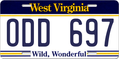 WV license plate ODD697