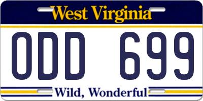 WV license plate ODD699