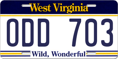 WV license plate ODD703