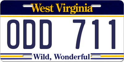 WV license plate ODD711