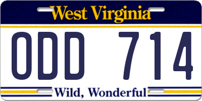 WV license plate ODD714