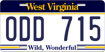 WV license plate ODD715