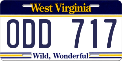 WV license plate ODD717