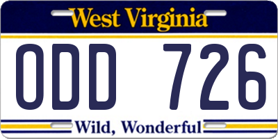 WV license plate ODD726