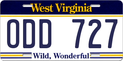 WV license plate ODD727