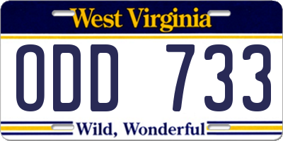 WV license plate ODD733