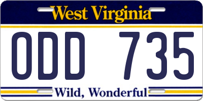WV license plate ODD735