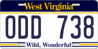 WV license plate ODD738
