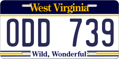 WV license plate ODD739
