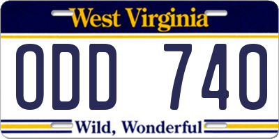WV license plate ODD740