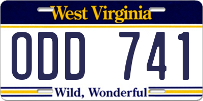 WV license plate ODD741