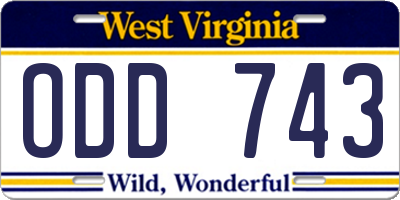 WV license plate ODD743