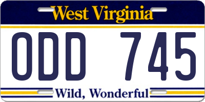 WV license plate ODD745