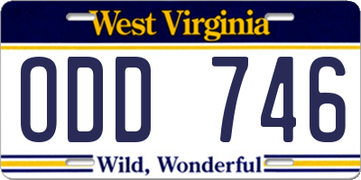 WV license plate ODD746