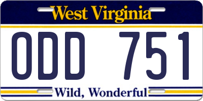 WV license plate ODD751