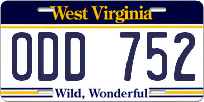WV license plate ODD752