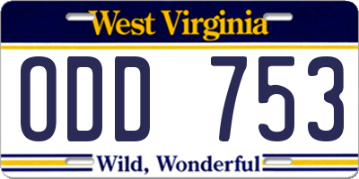 WV license plate ODD753