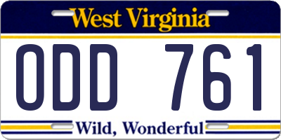 WV license plate ODD761