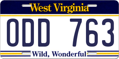 WV license plate ODD763