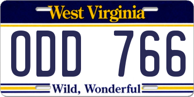 WV license plate ODD766