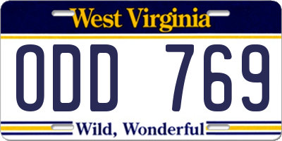 WV license plate ODD769